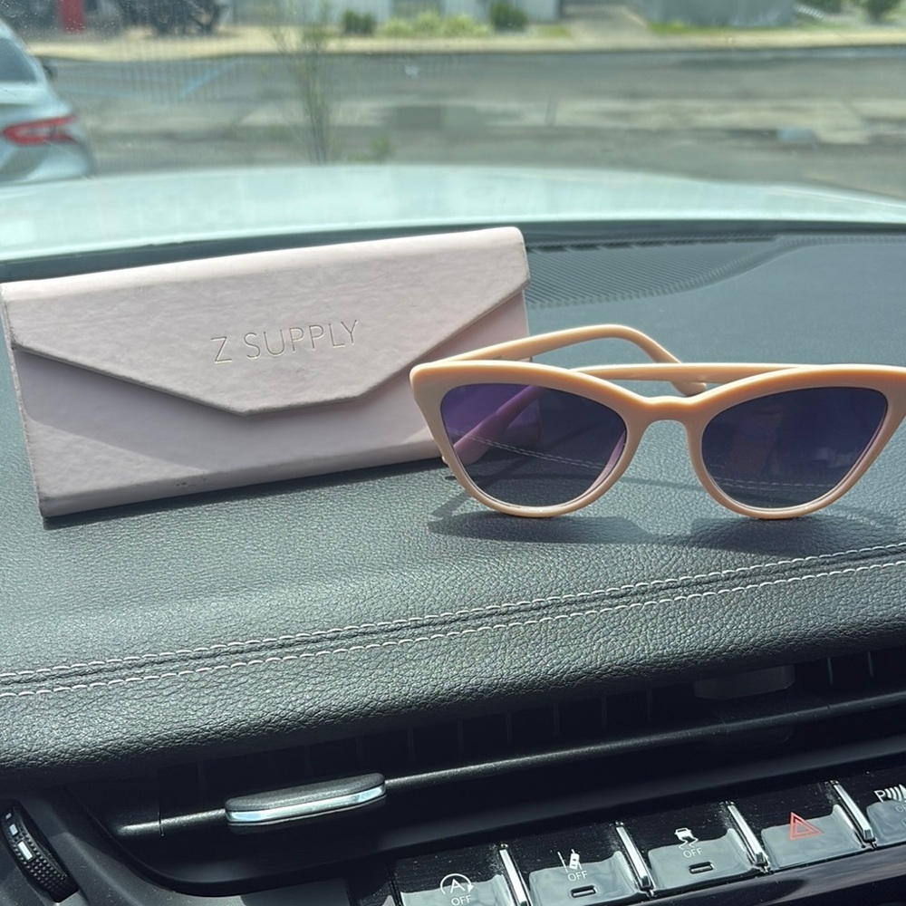 Z Supply Pink Cat-Eye Sunglasses with Blue-Tinted Lenses